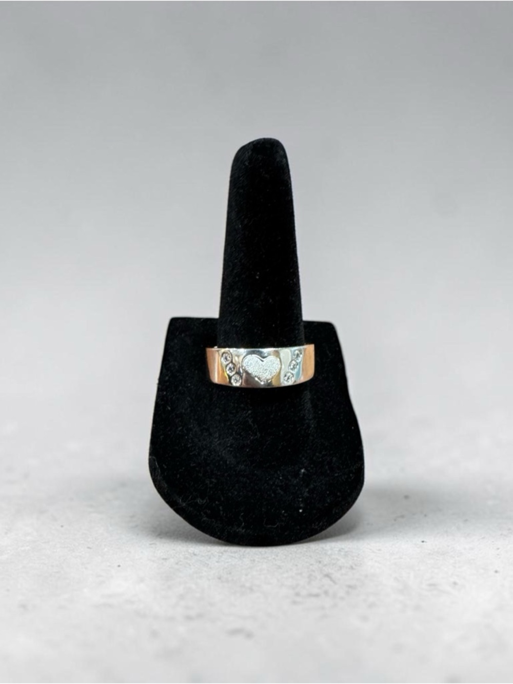 Size 7.5 Heart Accent  Women’s Ring - 925 Silver